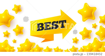 Best tag winner banner with 3d stars. Golden stars banner. Best sticker. Special offer banner. Arrow tag icon. Review rate background. Vector Best tag winner banner with 3d stars. Golden stars banner. Best sticker. Special offer banner. Arrow tag icon. Review rate background. Vector 139418432