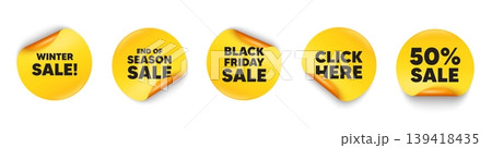 Winter sale sticker tag. 50 percent discount, Black friday paper price banners. Winter Sale tag. Special offer price sign. Advertising Discounts symbol. Click here sticker. Vector Winter sale sticker tag. 50 percent discount, Black friday paper price banners. Winter Sale tag. Special offer price sign. Advertising Discounts symbol. Click here sticker. Vector 139418435