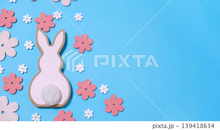 Colorful Easter Celebration with Bunny and Flowers Colorful Easter Celebration with Bunny and Flowers 139418634