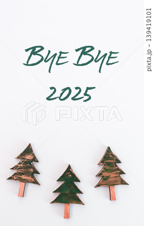 Decorative holiday trees with text design for seasonal celebration and farewell to the year Decorative holiday trees with text design for seasonal celebration and farewell to the year 139419101