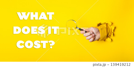 a yellow background with the words What does it cost a yellow background with the words What does it cost 139419212