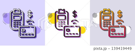 Pos terminal line icon. Halftone dotted pattern. Gradient icon with grain shadow. Credit card sign. Non-cash money pay symbol. Line pos terminal icon. Various designs. Vector Pos terminal line icon. Halftone dotted pattern. Gradient icon with grain shadow. Credit card sign. Non-cash money pay symbol. Line pos terminal icon. Various designs. Vector 139419449