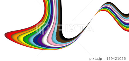 LGBTQ+ progress pride rainbow curved stripes abstract background. Vector EPS 10 139421026