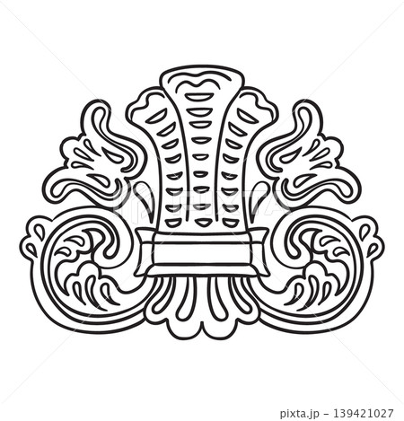 Hand drawing retro baroque design black line element vector illustration 139421027