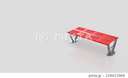 Modern Red Bench With Copy Space 3d render. Modern Red Bench With Copy Space 3d render. 139421069