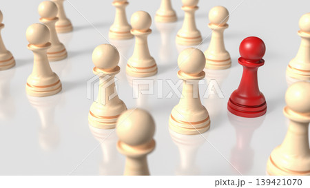 Red Chess Pawn Leadership Strategy 3d render. Red Chess Pawn Leadership Strategy 3d render. 139421070