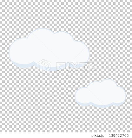 兩朵雲的簡單插圖，帶有藍色邊框。 139422766