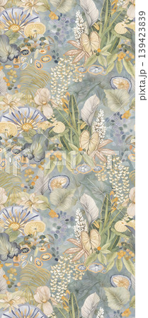 Soft muted watercolor floral and botanical seamless patterns collection Soft muted watercolor floral and botanical seamless patterns collection 139423839