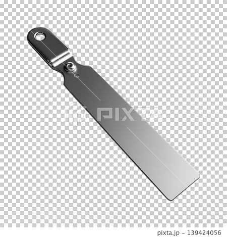 Polished metal shim with eyelet on transparent background Polished metal shim with eyelet on transparent background 139424056