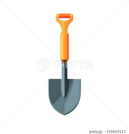 Orange and Gray Shovel with Handle on transparent background 139424157