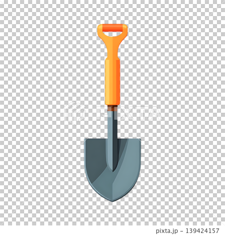 Orange and Gray Shovel with Handle on transparent background 139424157