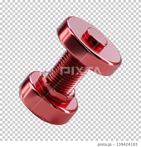 Red metal bolt and nut hardware isolated on transparent background Red metal bolt and nut hardware isolated on transparent background 139424183