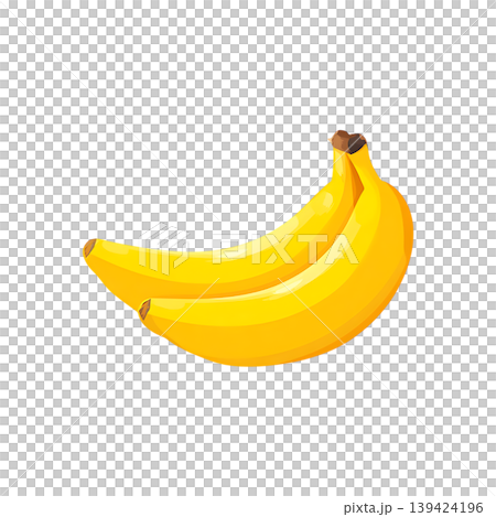 Two ripe yellow bananas on transparent background Two ripe yellow bananas on transparent background 139424196