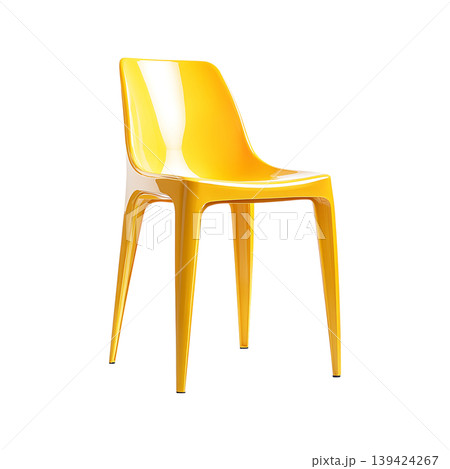 Glossy yellow chair with four legs seating furniture on transparent background Glossy yellow chair with four legs seating furniture on transparent background 139424267