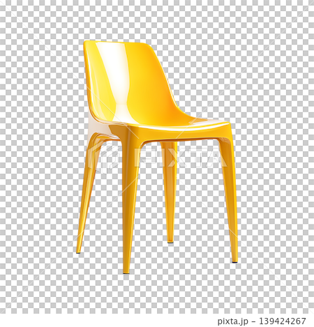 Glossy yellow chair with four legs seating furniture on transparent background Glossy yellow chair with four legs seating furniture on transparent background 139424267
