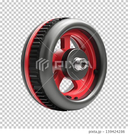 Red and Gray Ab Roller Wheel Detail on transparent background 139424286