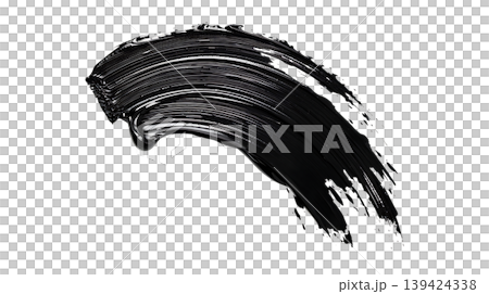 Black mascara smear cosmetic swatch on transparent background 139424338