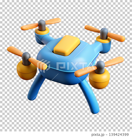 Cartoonish Blue 3D Drone Icon Design on transparent background Cartoonish Blue 3D Drone Icon Design on transparent background 139424399