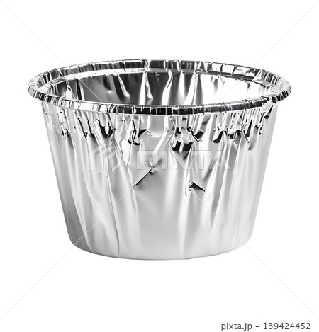 Shiny aluminum foil baking cup on transparent background 139424452