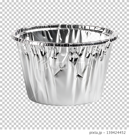 Shiny aluminum foil baking cup on transparent background 139424452