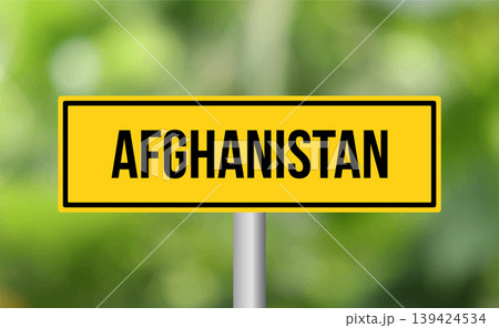 Afghanistan road sign on blur background Afghanistan road sign on blur background 139424534