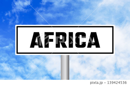 Africa road sign on blue sky background Africa road sign on blue sky background 139424536