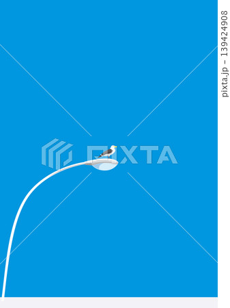 カモメと電灯と青空タテ型のイラスト カモメと電灯と青空タテ型のイラスト 139424908