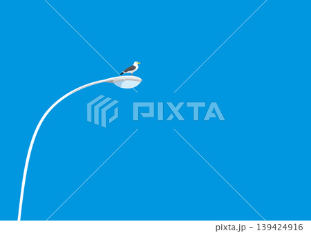 青空と電灯とカモメのイラスト 青空と電灯とカモメのイラスト 139424916
