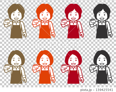 [Different hairstyle] Icon of a woman in an apron holding a card. Part 2 139425541