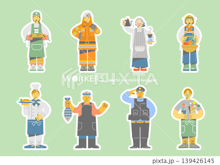 誇りを持って働く人々 カラフルでお洒落なフラットイラスト 誇りを持って働く人々 カラフルでお洒落なフラットイラスト 139426145