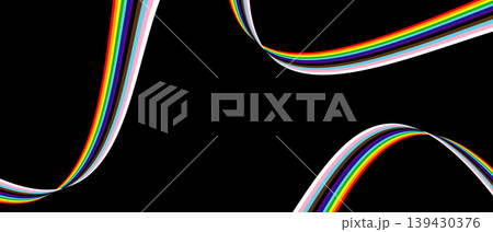 LGBTQ+ Progress Pride rainbow waves background with copy space. Vector EPS 10 LGBTQ+ Progress Pride rainbow waves background with copy space. Vector EPS 10 139430376