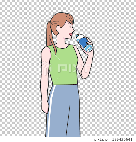 有塑料瓶的一名婦女 139430641