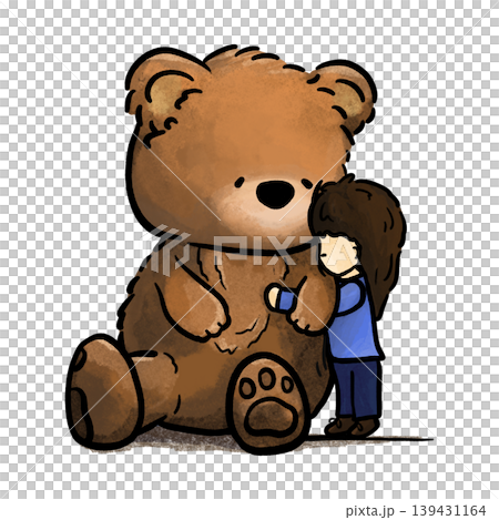A little girl hugging a large teddy bear cartoon illustration A little girl hugging a large teddy bear cartoon illustration 139431164