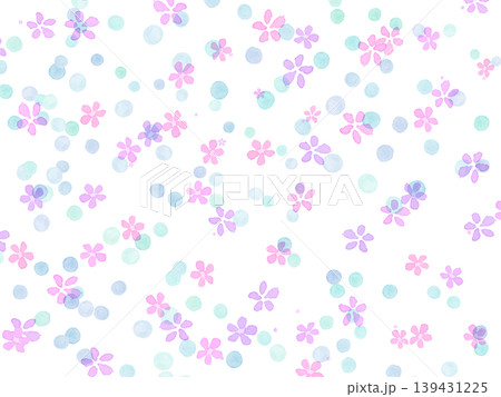 繊細でかわいい水彩のお花とドットの総柄壁紙 繊細でかわいい水彩のお花とドットの総柄壁紙 139431225