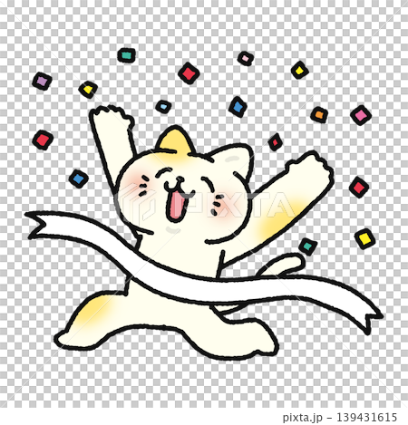 A cute cat crossing the finish line A cute cat crossing the finish line 139431615
