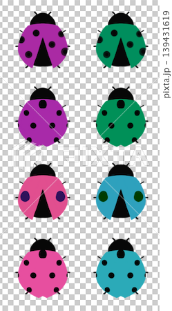 カラフルなてんとう虫のイラスト カラフルなてんとう虫のイラスト 139431619