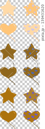 Illustrations of brown balloons of various shapes Illustrations of brown balloons of various shapes 139431620