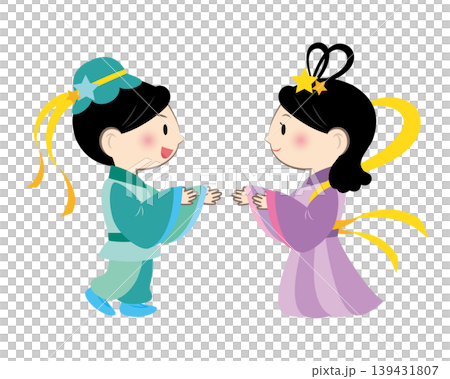再会を喜ぶ織姫と彦星のイラスト 再会を喜ぶ織姫と彦星のイラスト 139431807