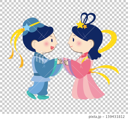 再会を喜ぶ織姫と彦星のイラスト 再会を喜ぶ織姫と彦星のイラスト 139431812