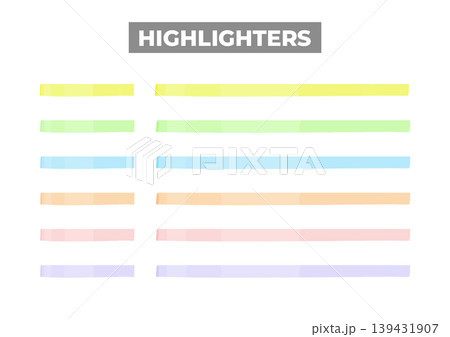 蛍光ペン・マーカーのベクターのラインセット　Hand-drawn highlighter marke 139431907