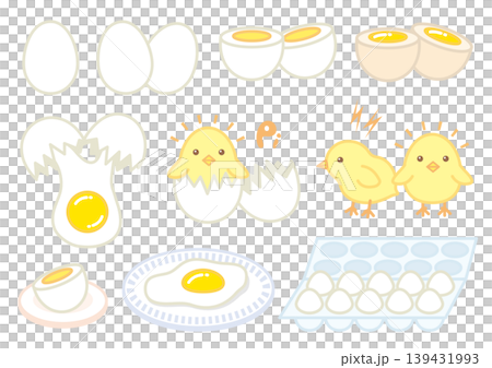 かわいい色々な卵とひよこのイラストセット 139431993