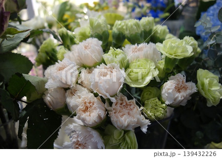 Elegant White and Green Carnation Bouquet 139432226