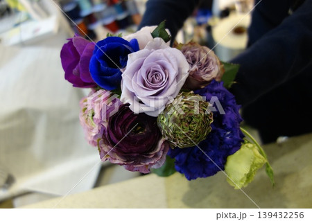 Vibrant Purple and Blue Floral Bouquet Vibrant Purple and Blue Floral Bouquet 139432256