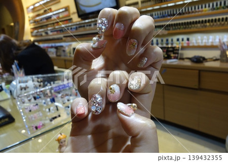 Elegant Nail Art Display in Salon Elegant Nail Art Display in Salon 139432355