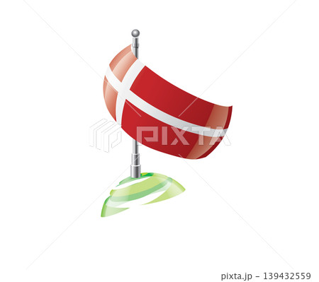 Highly detailed of waving Danish flag with metallic pole and subtle shadow effects for print Highly detailed of waving Danish flag with metallic pole and subtle shadow effects for print 139432559