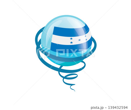 Stylish international icon showcasing Honduras flag within reflective globe design Stylish international icon showcasing Honduras flag within reflective globe design 139432594