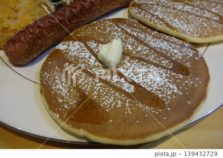 Breakfast Plate with Pancakes and Sausage Breakfast Plate with Pancakes and Sausage 139432729