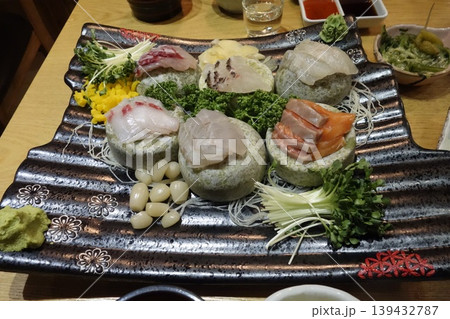 Artisanal Seafood Platter with Fresh Sashimi 139432787