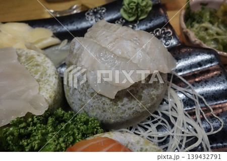 Japanese Seafood Dish with Fresh Ingredients 139432791