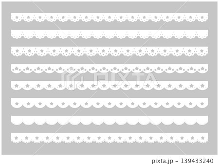 かわいい星のレースのライン素材　star lace vector illustration set 139433240
